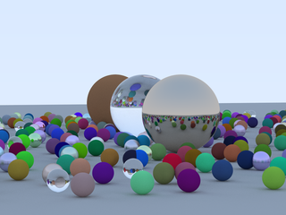 Approximation of the cover of Ray Tracing in One Weekend