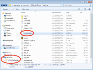 The WAD file in Explorer