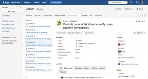 Lana Snake Project in Jira 6